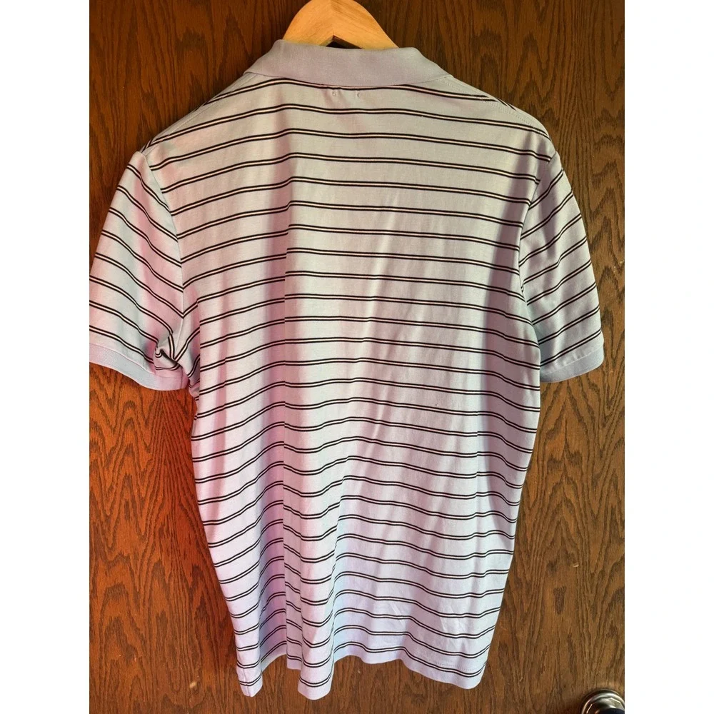 Polo‎ Ralph Lauren Mens Classic Fit Striped Polo Shirt Light Blue Navy Medium